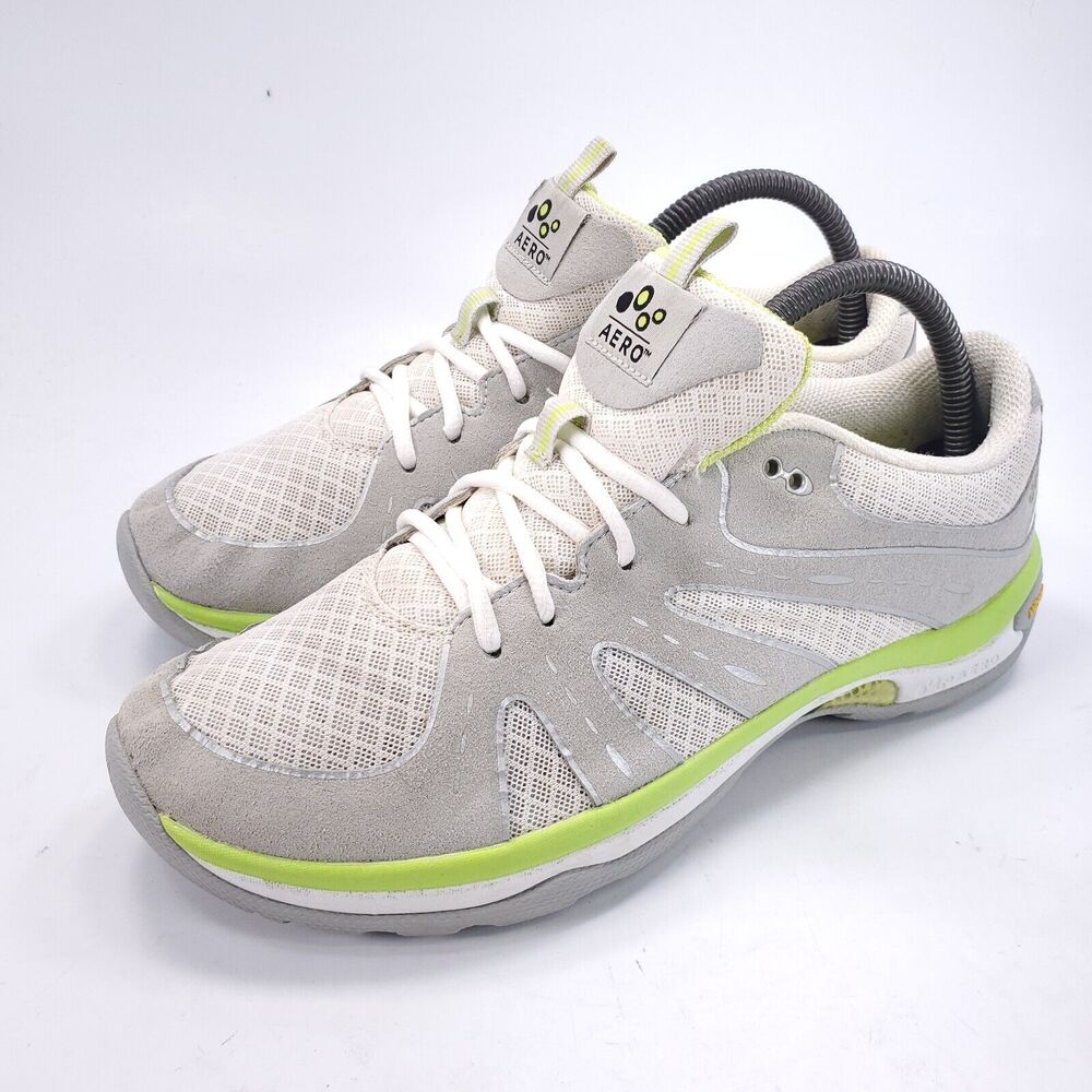 Aero Athletic Lace Up Running Shoe Womens Size 9 White Gray Green White 3906